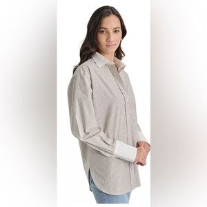 DKNY Jeans
Women's Long Sleeve Striped Collared Shirt NWT